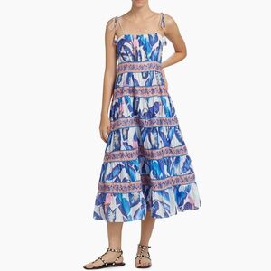 FARM Rio Blue and Pink Midi Dress